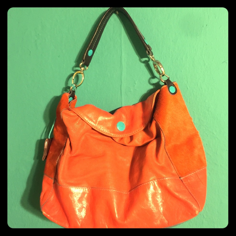 Orange Leather Boho Bag